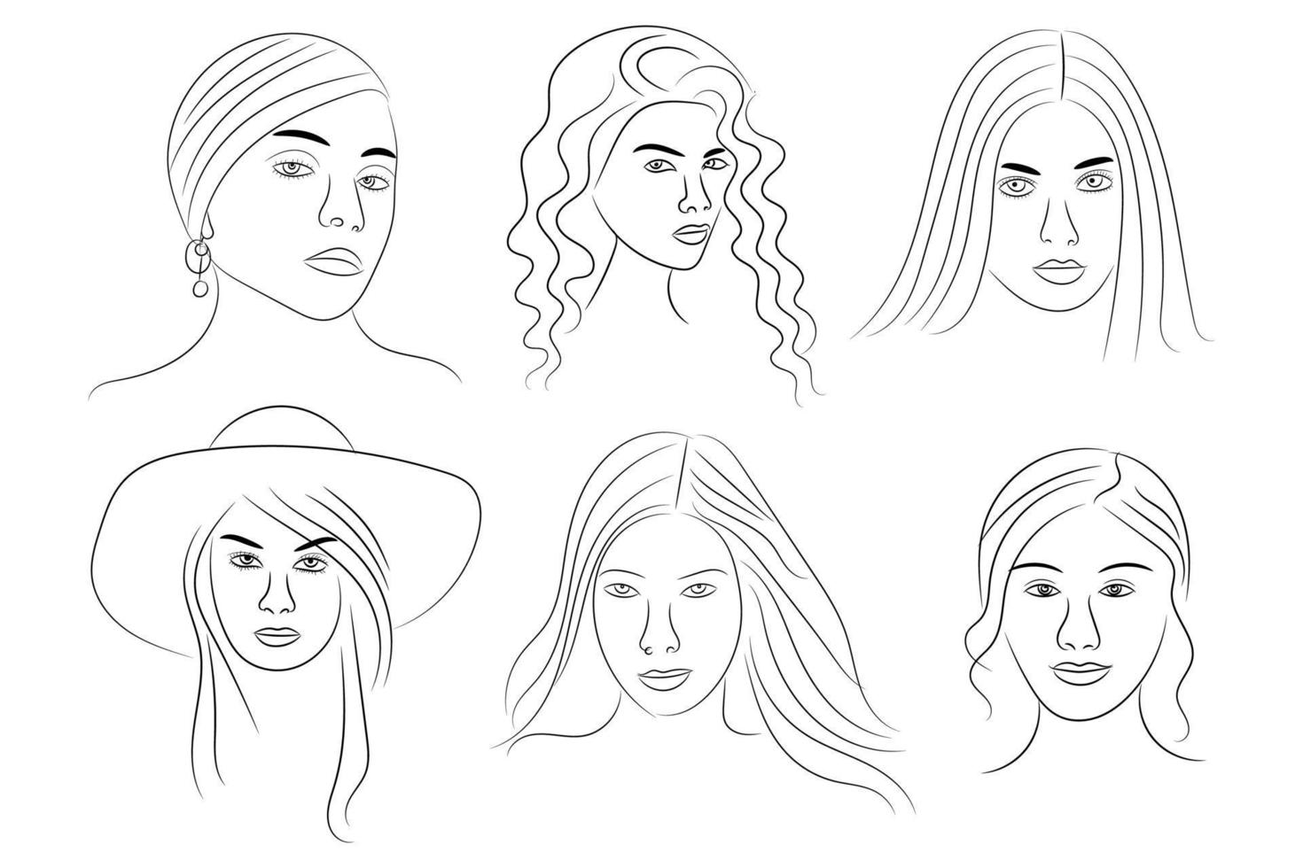 disegno a mano viso astratto donne vettore