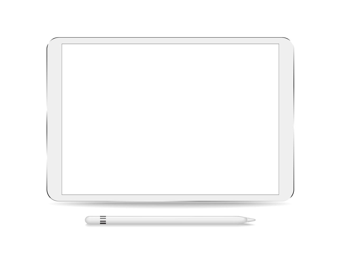tablet con schermo vuoto e stilo vettore