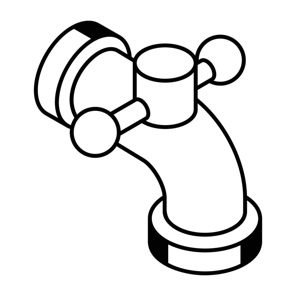 icona isometrica di linea moderna di un rubinetto vettore
