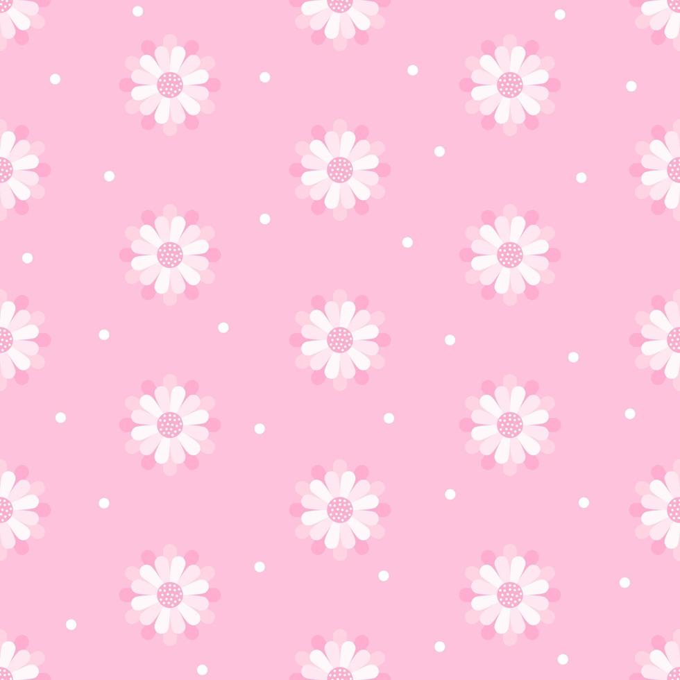 fiori bianchi senza cuciture su sfondo rosa vettore