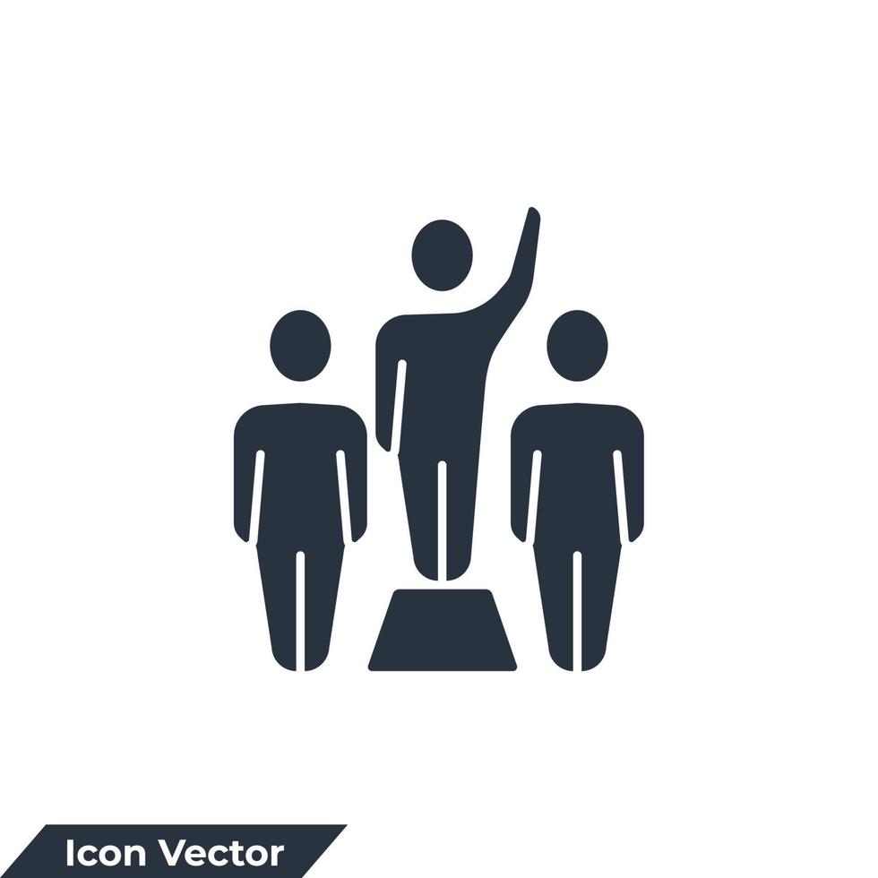 illustrazione vettoriale del logo dell'icona di leadership. modello di simbolo dell'uomo di successo per la raccolta di grafica e web design