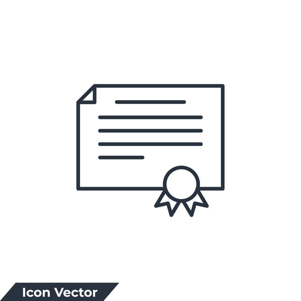 certificato icona logo illustrazione vettoriale. modello di simbolo di realizzazione per la raccolta di grafica e web design vettore