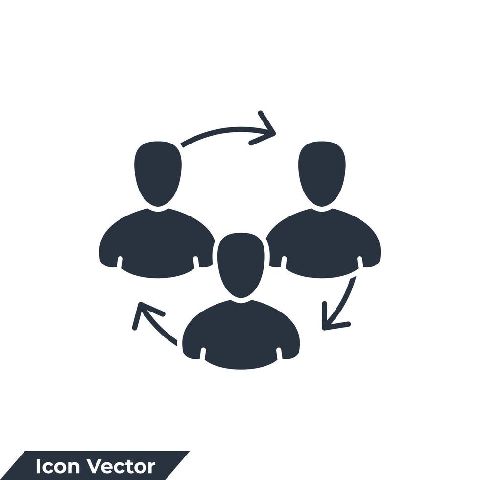 illustrazione vettoriale del logo dell'icona del flusso di lavoro. modello di simbolo di rete di persone per la raccolta di grafica e web design