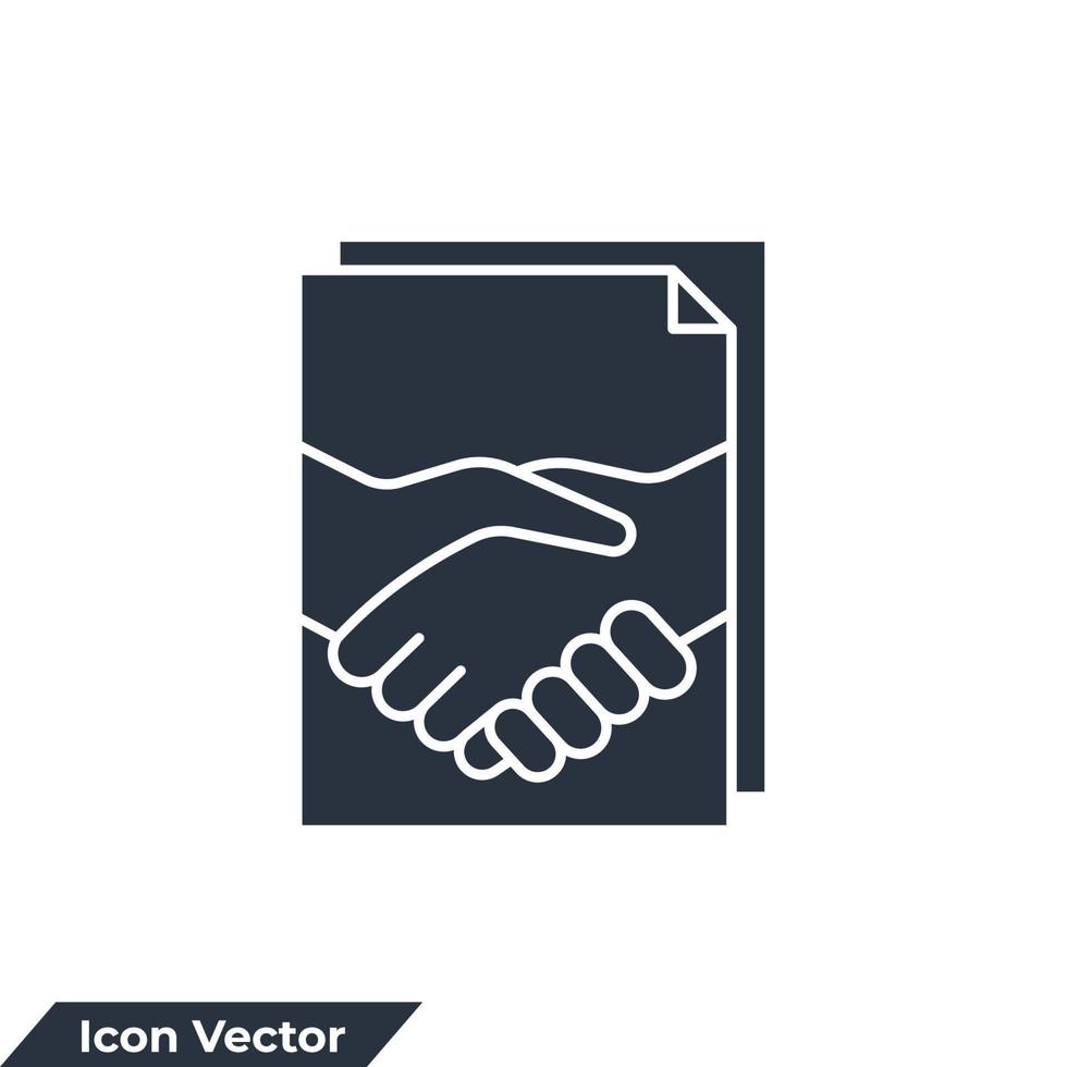 illustrazione vettoriale del logo dell'icona del contratto. modello di simbolo di stretta di mano del contratto commerciale per la raccolta di grafica e web design