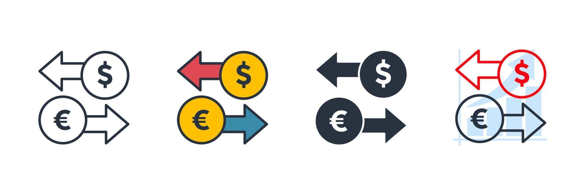 illustrazione vettoriale del logo dell'icona di scambio. modello di simbolo di scambio di denaro per la raccolta di grafica e web design