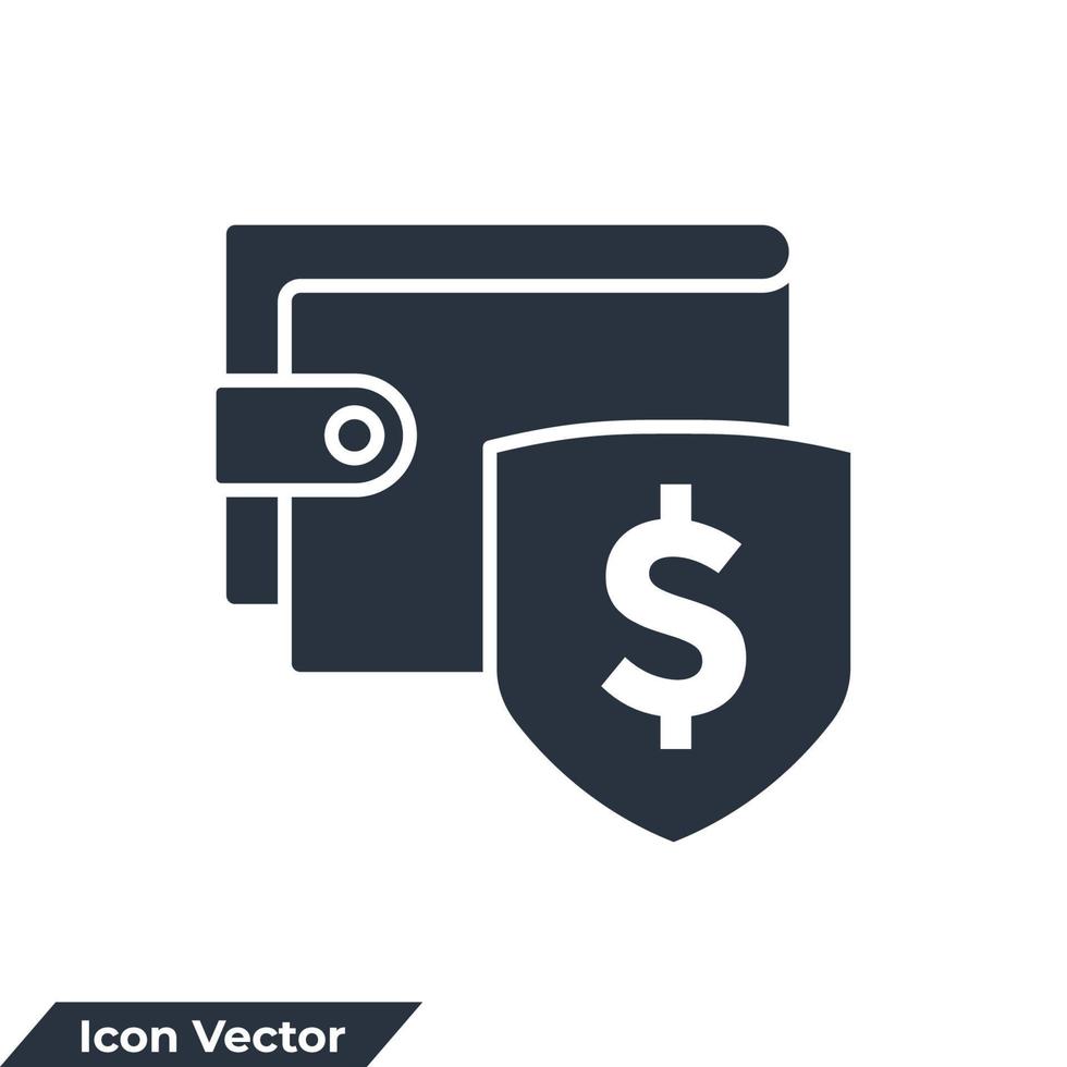 illustrazione vettoriale del logo dell'icona del portafoglio di protezione. modello di simbolo di pagamenti di sicurezza per la raccolta di grafica e web design