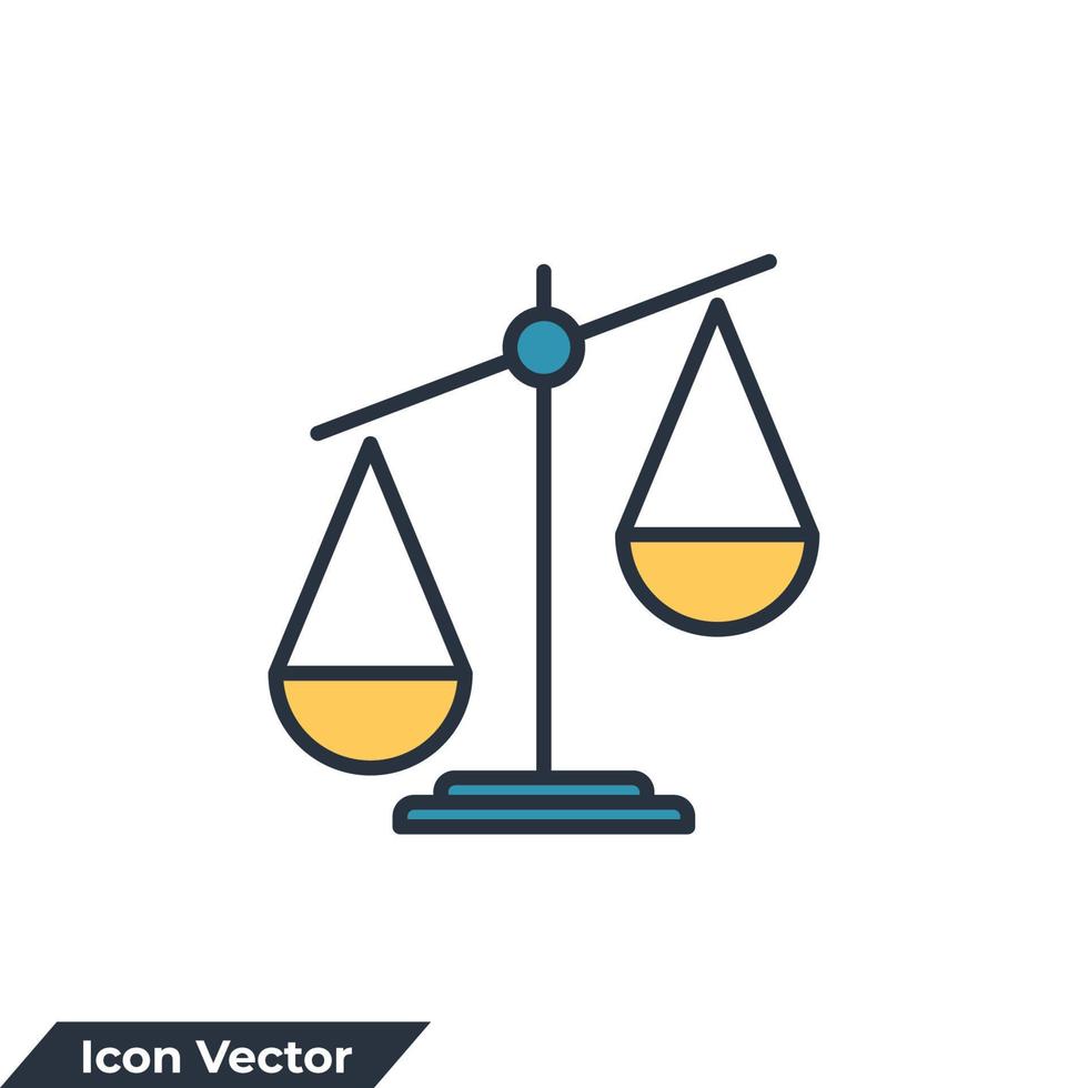 illustrazione vettoriale del logo dell'icona della bilancia della giustizia. modello di simbolo della scala di giudizio per la raccolta di grafica e web design