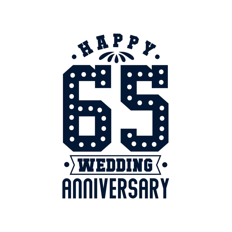 Celebrazione del 65° anniversario, felice 65° anniversario di matrimonio vettore