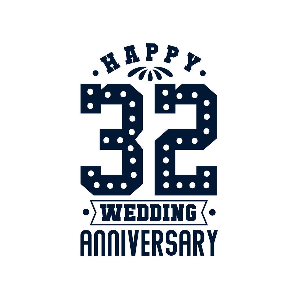 Celebrazione del 32° anniversario, felice 33° anniversario di matrimonio vettore