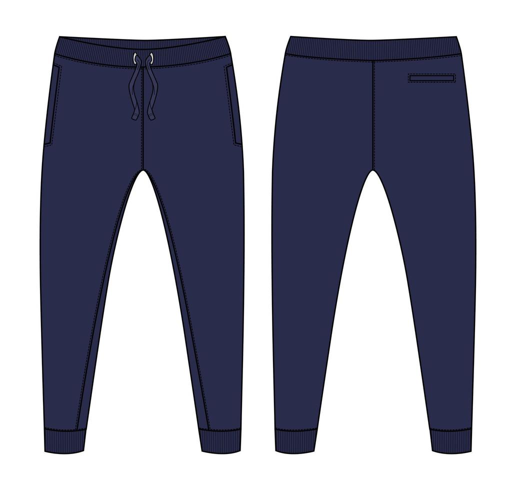 pantaloni della tuta jogger in tessuto felpato modello di illustrazione vettoriale di schizzo piatto di moda tecnica generale