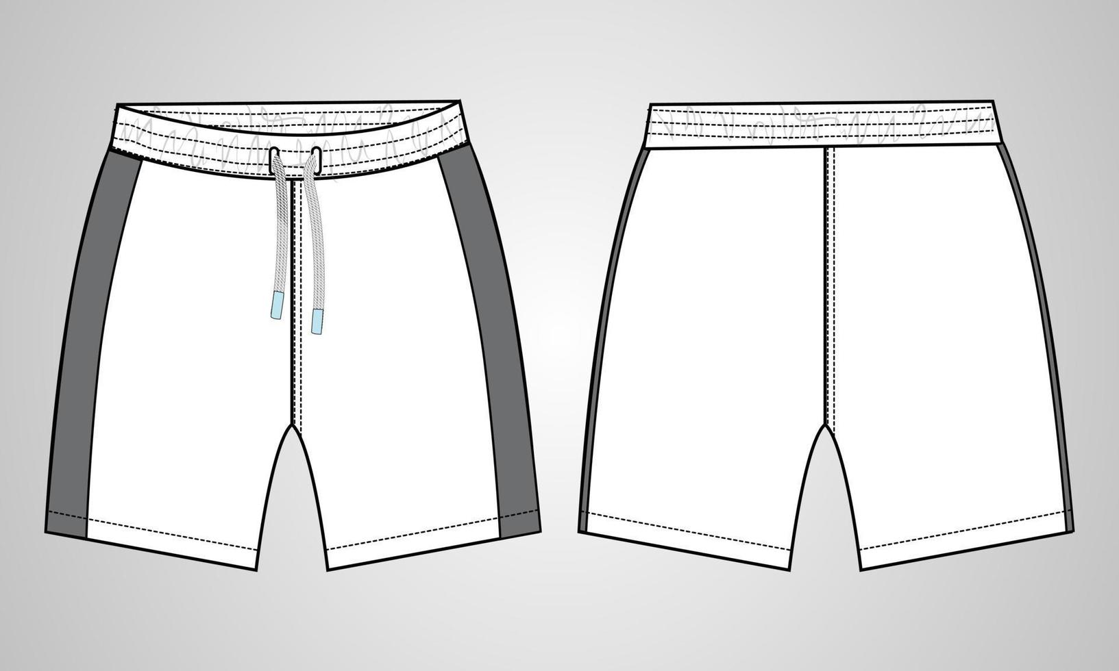 modello di illustrazione vettoriale di schizzo piatto di moda tecnica pantaloni corti
