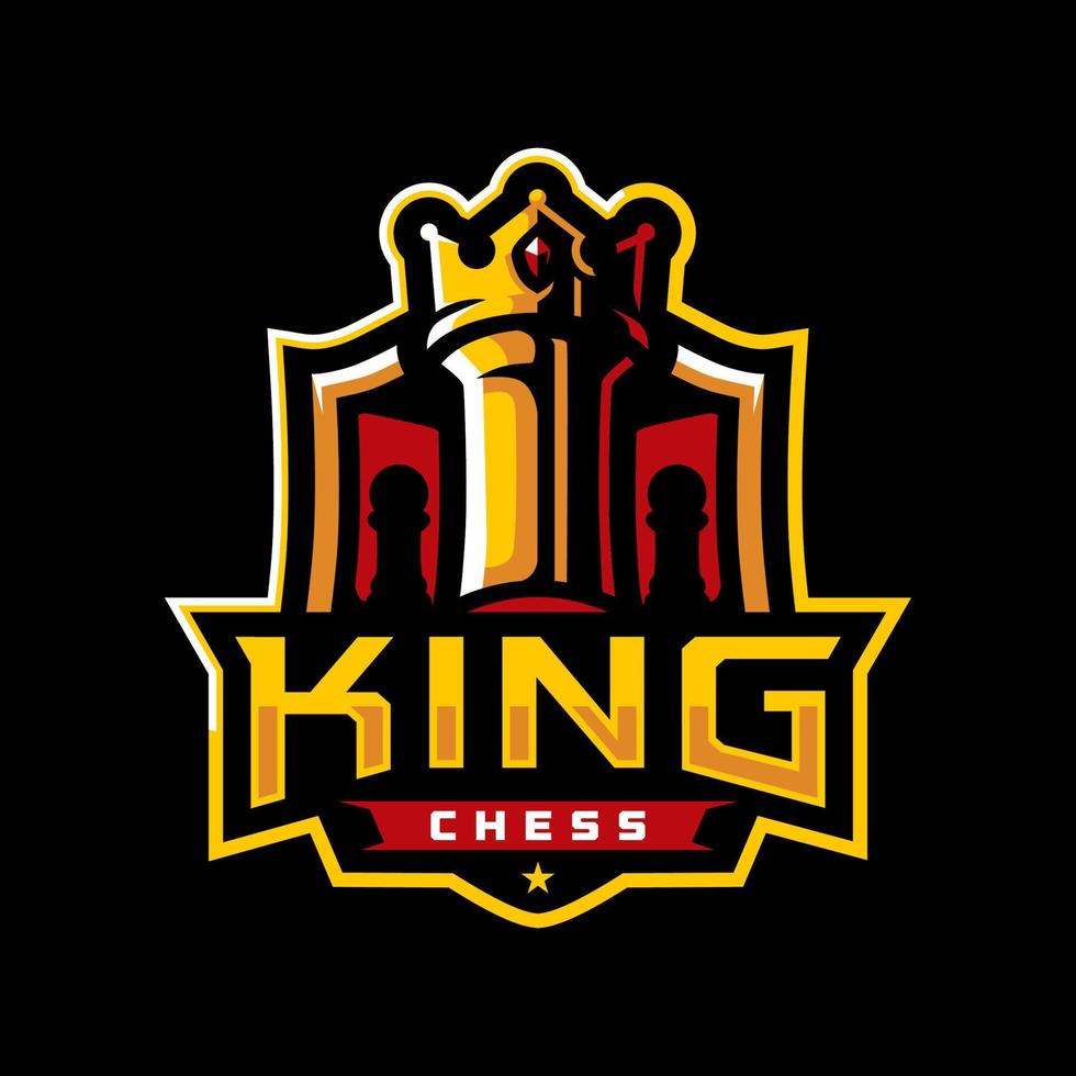 design del logo sportivo di scacchi del re vettore