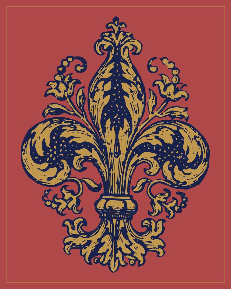 incisione vettoriale vintage fleudelis. simbolo francese di regalità.
