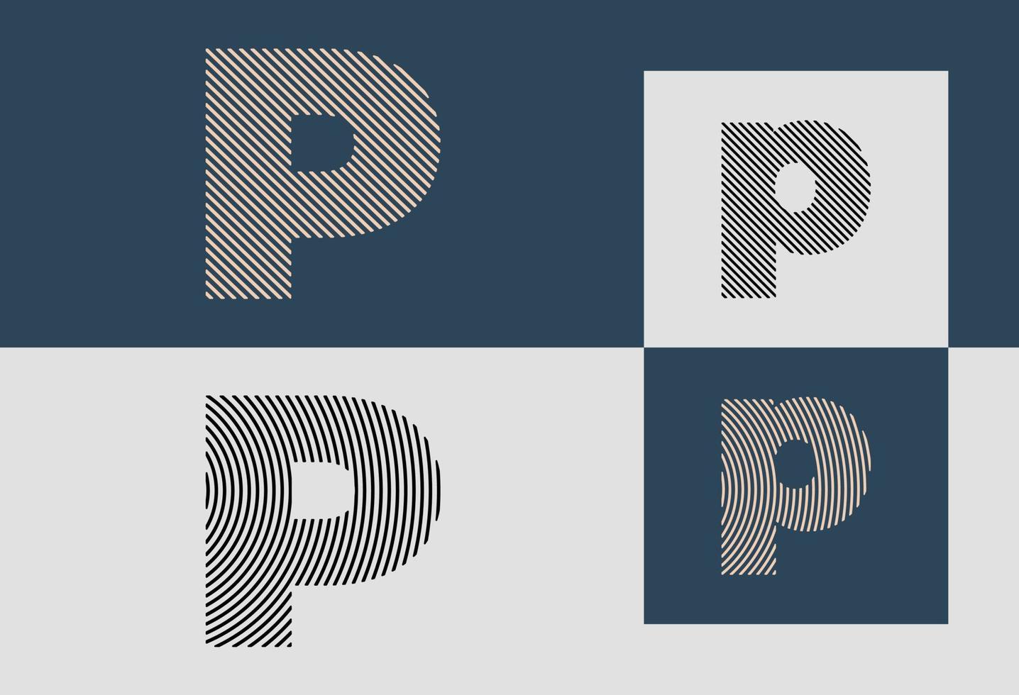 pacchetto creativo di lettere iniziali con logo p. vettore