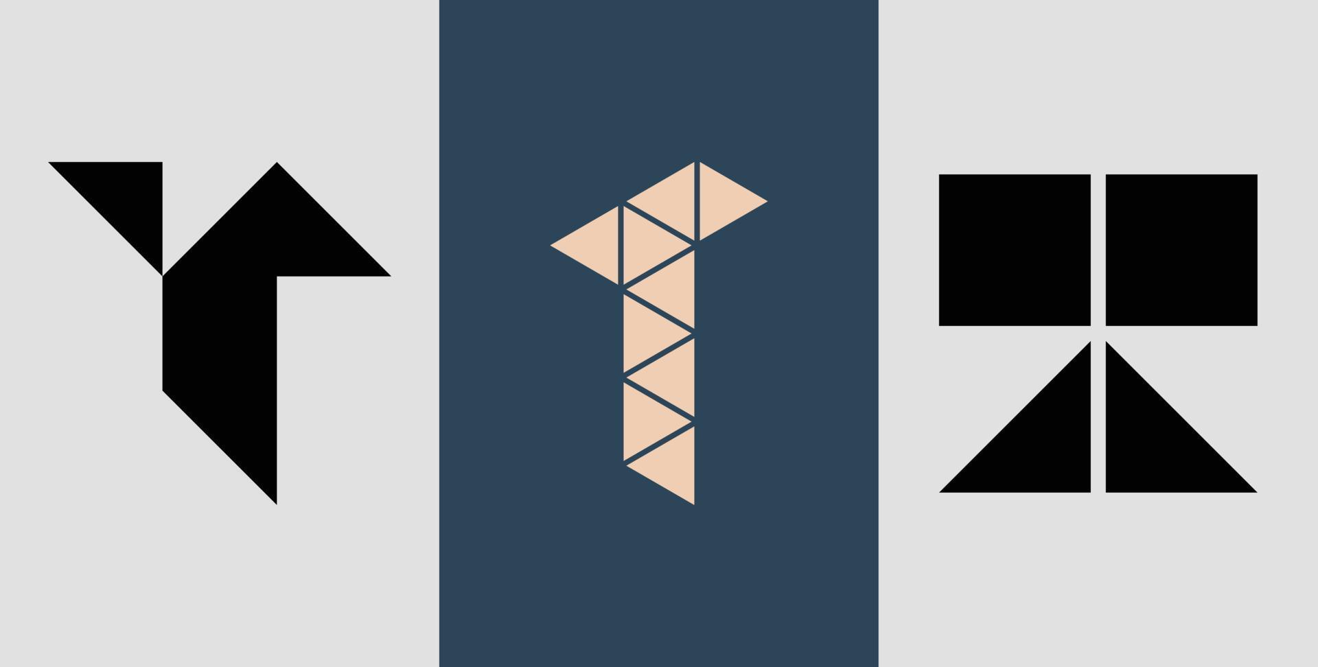 pacchetto iniziale di disegni con logo t monogramma quadrato. vettore
