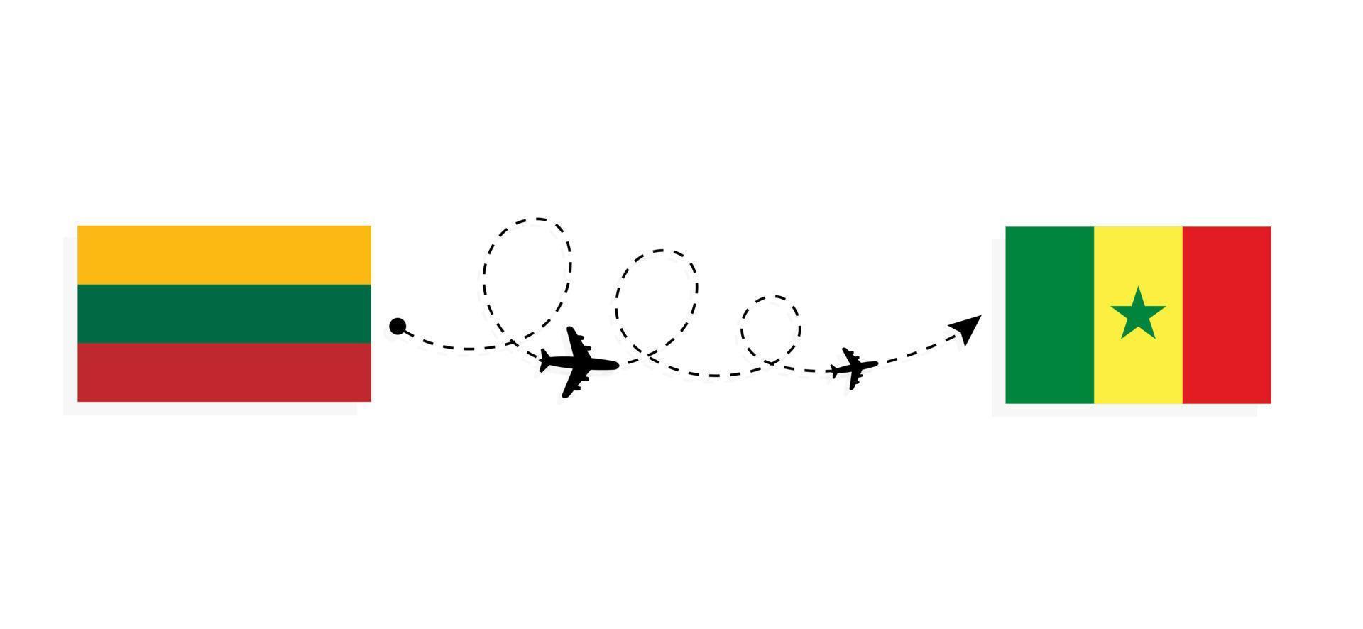 volo e viaggio dalla lituania al senegal con il concetto di viaggio in aereo passeggeri vettore