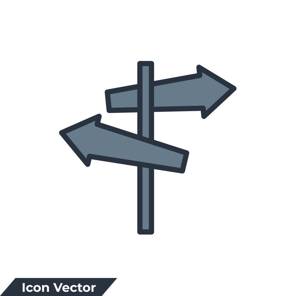 illustrazione vettoriale del logo dell'icona del cartello. modello di simbolo del segnale di direzione per la raccolta di grafica e web design
