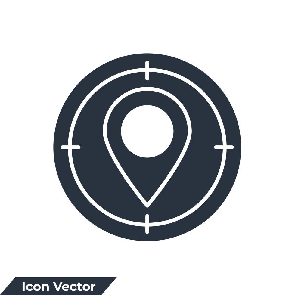 illustrazione vettoriale del logo dell'icona di destinazione. modello di simbolo di posizione per la raccolta di grafica e web design