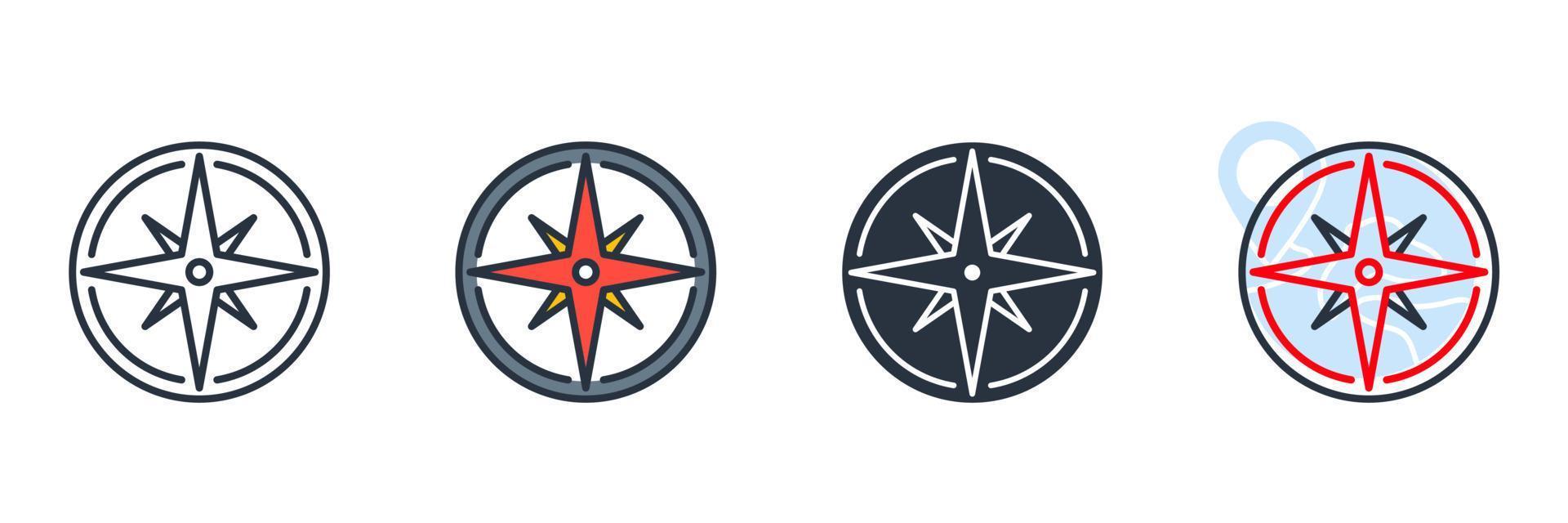 illustrazione vettoriale del logo dell'icona della rosa dei venti. modello di simbolo della bussola per la raccolta di grafica e web design