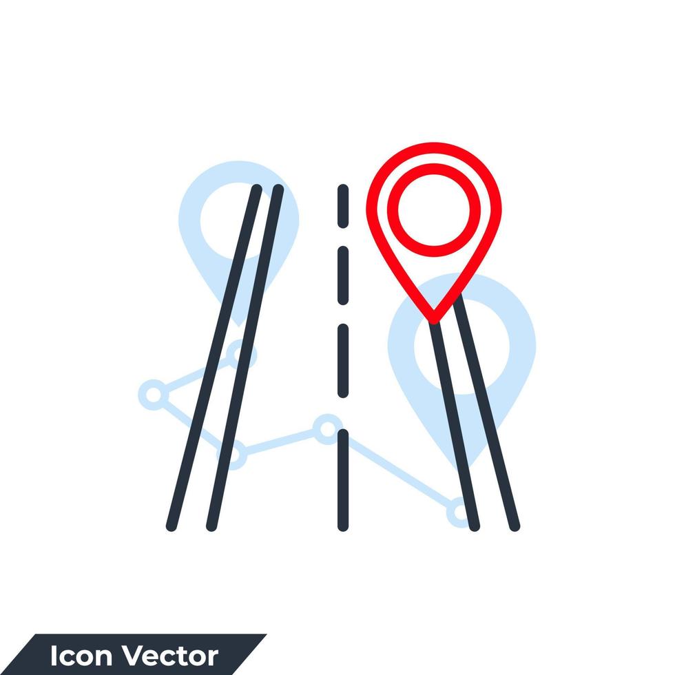 illustrazione vettoriale del logo dell'icona della strada. modello di simbolo di posizione della strada e del perno per la raccolta di grafica e web design