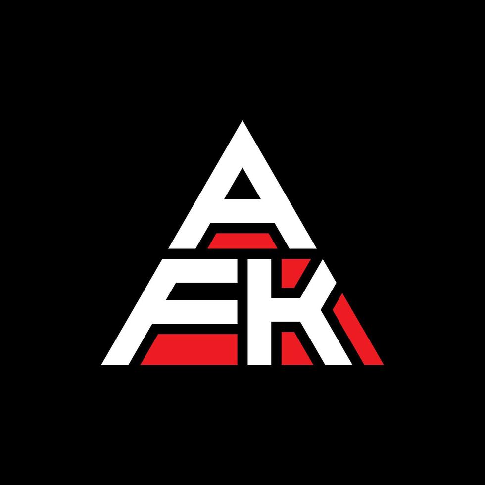 design del logo della lettera del triangolo afk con forma triangolare. monogramma di design del logo del triangolo afk. modello di logo vettoriale triangolo afk con colore rosso. afk logo triangolare logo semplice, elegante e lussuoso.