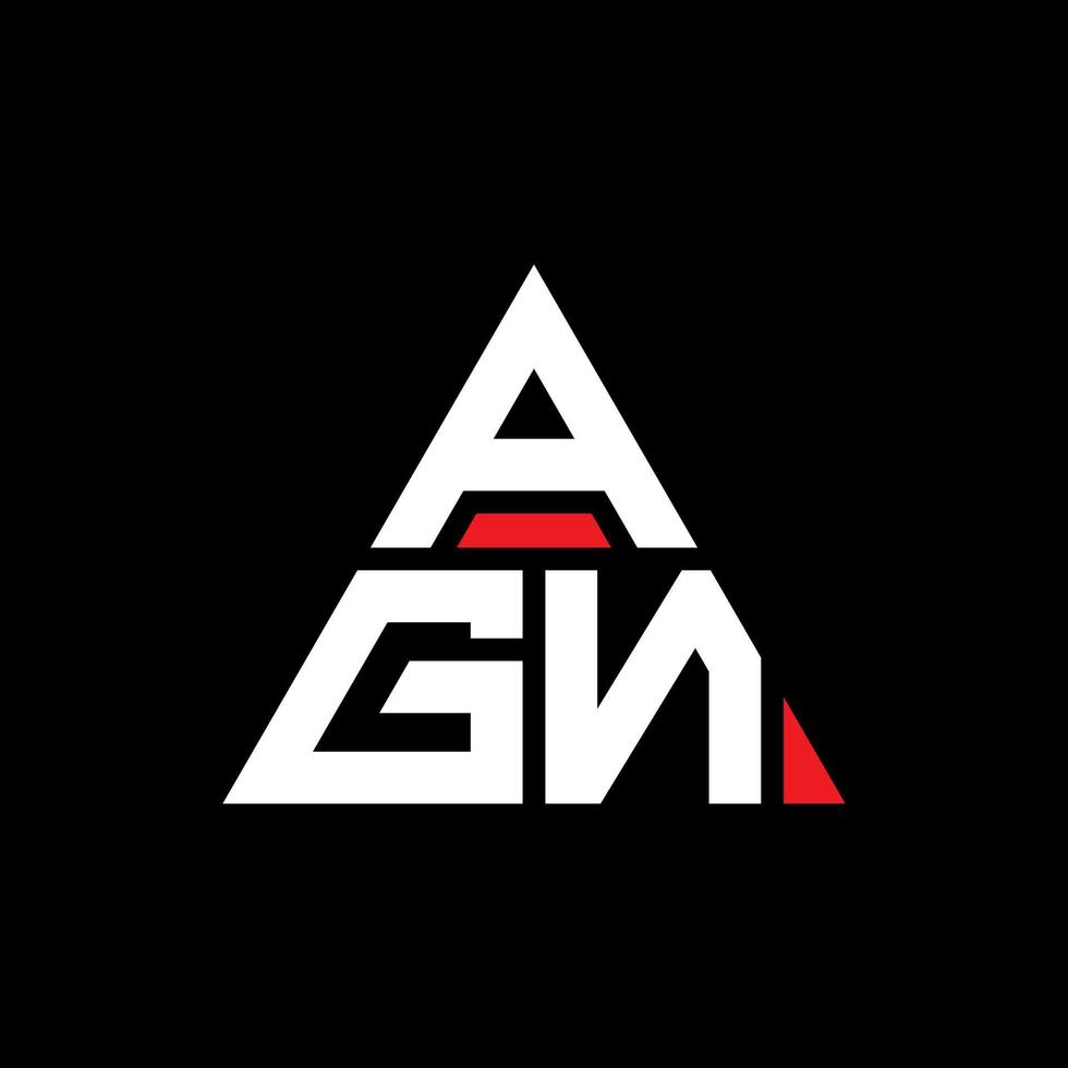 design del logo della lettera triangolo agn con forma triangolare. monogramma agn triangolo logo design. modello di logo vettoriale triangolo agn con colore rosso. logo triangolare agn logo semplice, elegante e lussuoso.