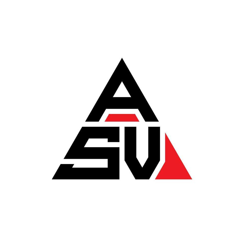 design del logo della lettera del triangolo asv con forma triangolare. monogramma di design del logo del triangolo asv. modello di logo vettoriale triangolo asv con colore rosso. logo triangolare asv logo semplice, elegante e lussuoso.