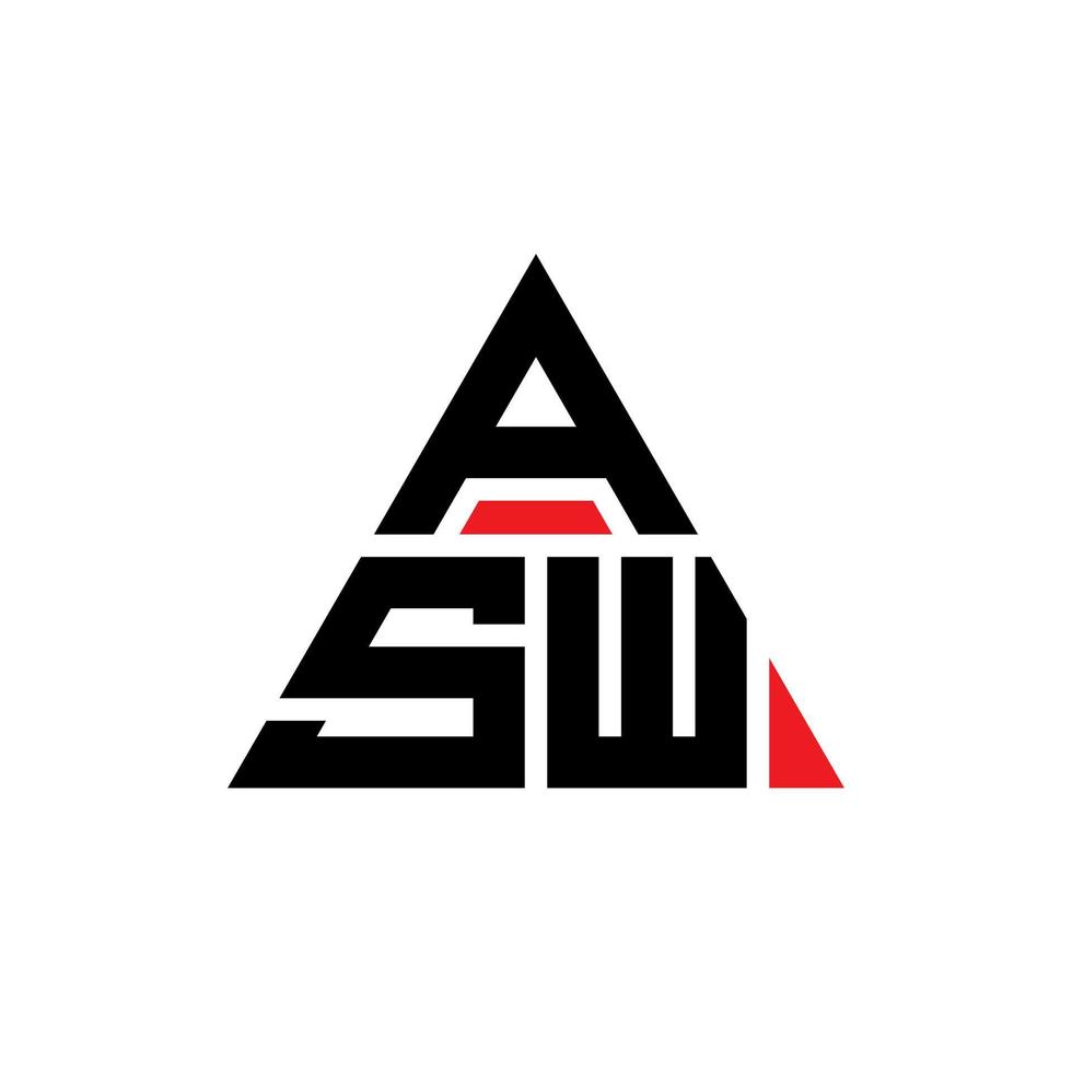 design del logo della lettera triangolare asw con forma triangolare. monogramma di design del logo del triangolo asw. modello di logo vettoriale triangolo asw con colore rosso. logo triangolare asw logo semplice, elegante e lussuoso.