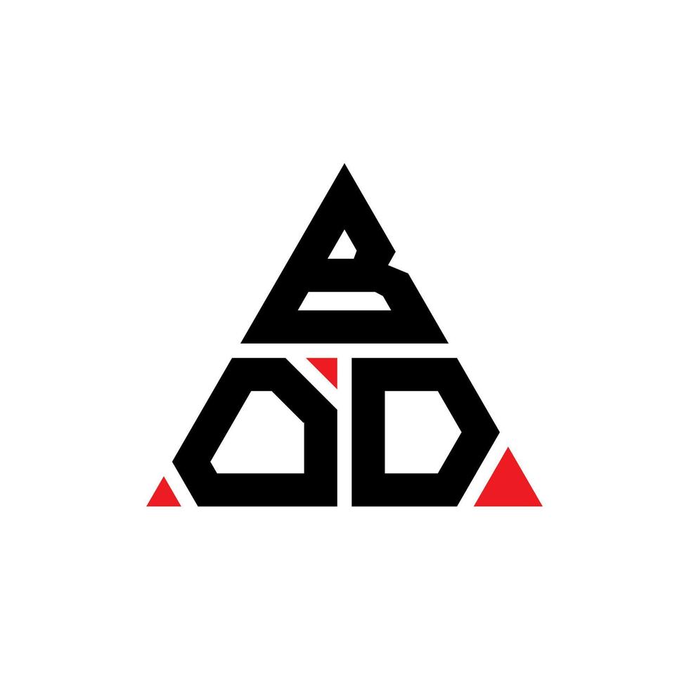 design del logo della lettera triangolo bod con forma triangolare. monogramma design logo triangolo bod. modello di logo vettoriale triangolo bod con colore rosso. logo triangolare bod logo semplice, elegante e lussuoso.