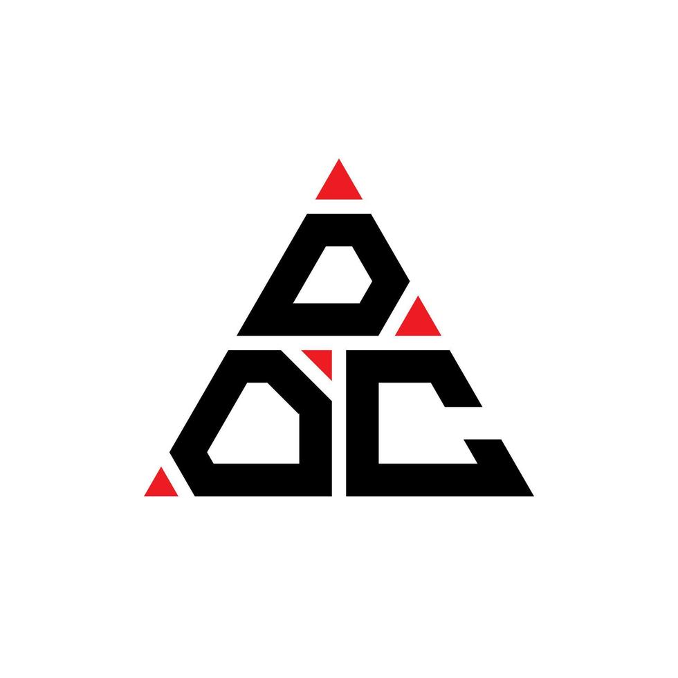 doc triangolo lettera logo design con forma triangolare. monogramma doc triangolo logo design. modello di logo vettoriale triangolo doc con colore rosso. doc logo triangolare logo semplice, elegante e lussuoso.