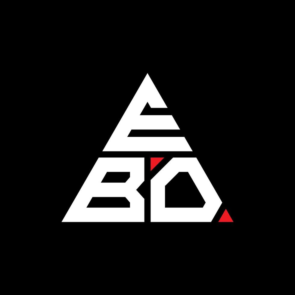 design del logo della lettera del triangolo ebo con forma triangolare. monogramma ebo triangolo logo design. modello di logo vettoriale triangolo ebo con colore rosso. logo triangolare ebo logo semplice, elegante e lussuoso.