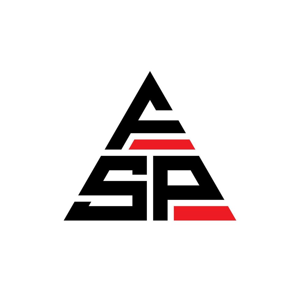 design del logo della lettera triangolare fsp con forma triangolare. monogramma di design del logo del triangolo fsp. modello di logo vettoriale triangolo fsp con colore rosso. logo triangolare fsp logo semplice, elegante e lussuoso.