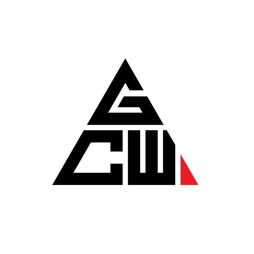 design del logo della lettera triangolare gcw con forma triangolare. monogramma gcw triangolo logo design. modello di logo vettoriale triangolo gcw con colore rosso. logo triangolare gcw logo semplice, elegante e lussuoso.