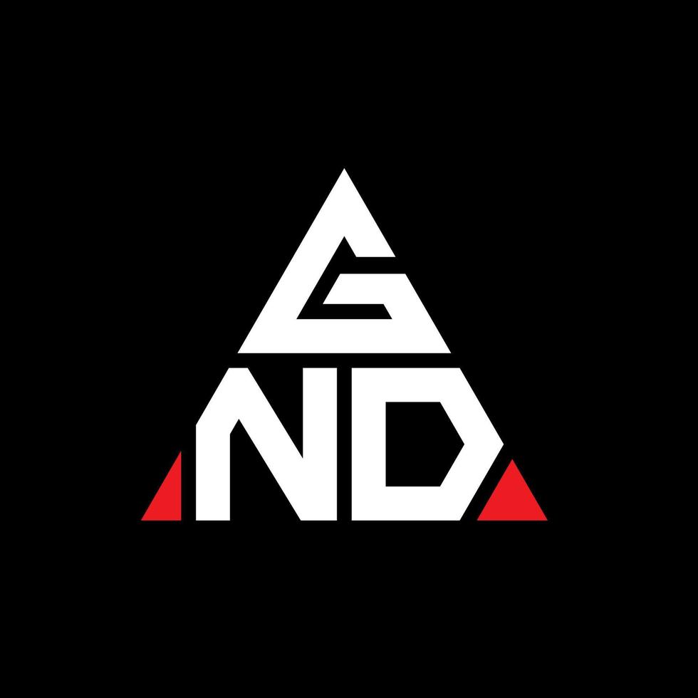 gnd triangolo logo design lettera con forma triangolare. gnd triangolo logo design monogramma. modello di logo vettoriale triangolo gnd con colore rosso. gnd logo triangolare logo semplice, elegante e lussuoso.