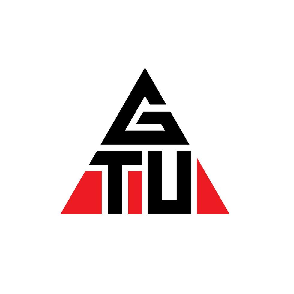 design del logo della lettera del triangolo gtu con forma triangolare. gtu triangolo logo design monogramma. modello di logo vettoriale triangolo gtu con colore rosso. logo triangolare gtu logo semplice, elegante e lussuoso.