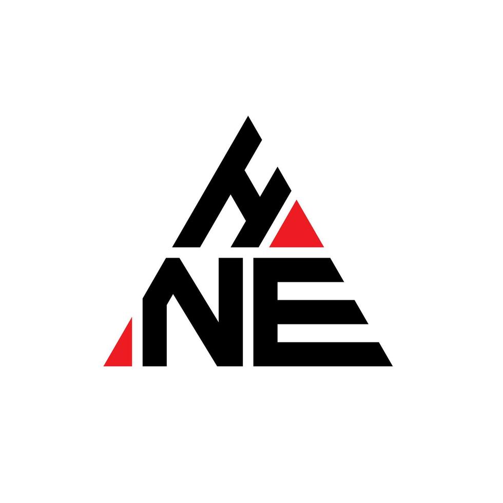 hne triangolo logo design lettera con forma triangolare. monogramma di design del logo del triangolo hne. modello di logo vettoriale triangolo hne con colore rosso. hne logo triangolare logo semplice, elegante e lussuoso.