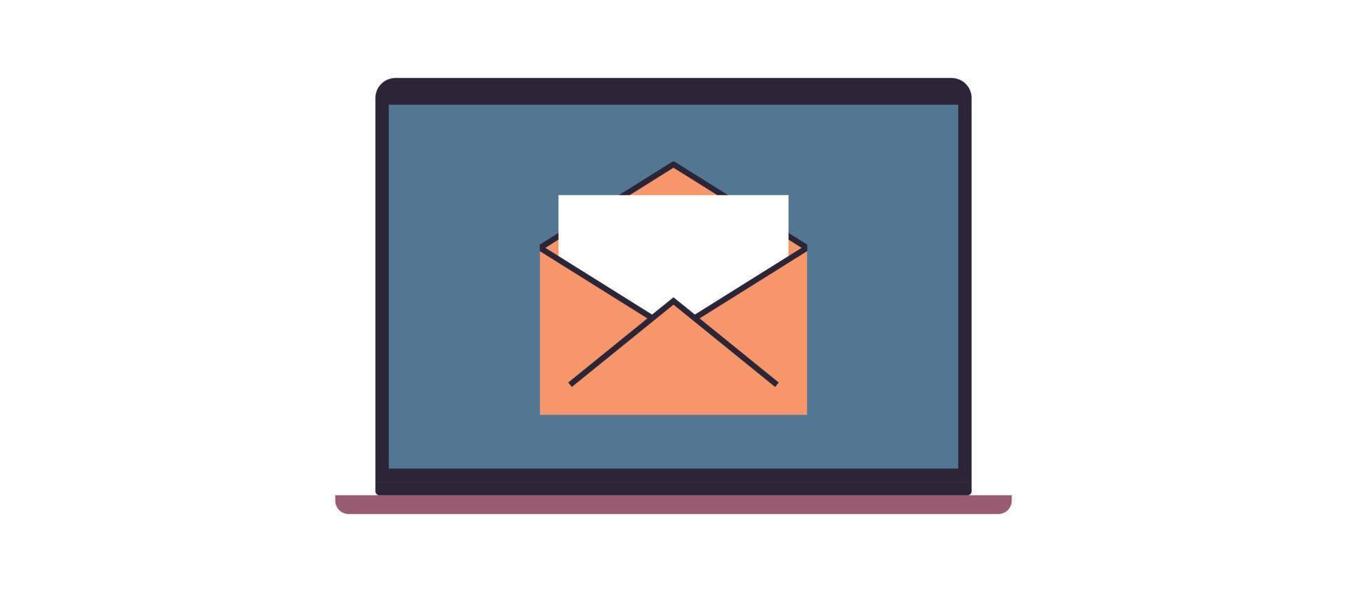 e-mail e casella di posta elettronica messaggio e-mail comunicazione aziendale illustrazione vettoriale piatta.