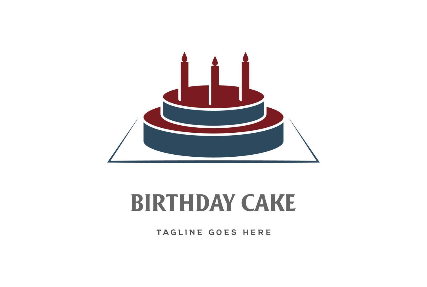 semplice torta di compleanno minimalista con vettore di design del logo della candela