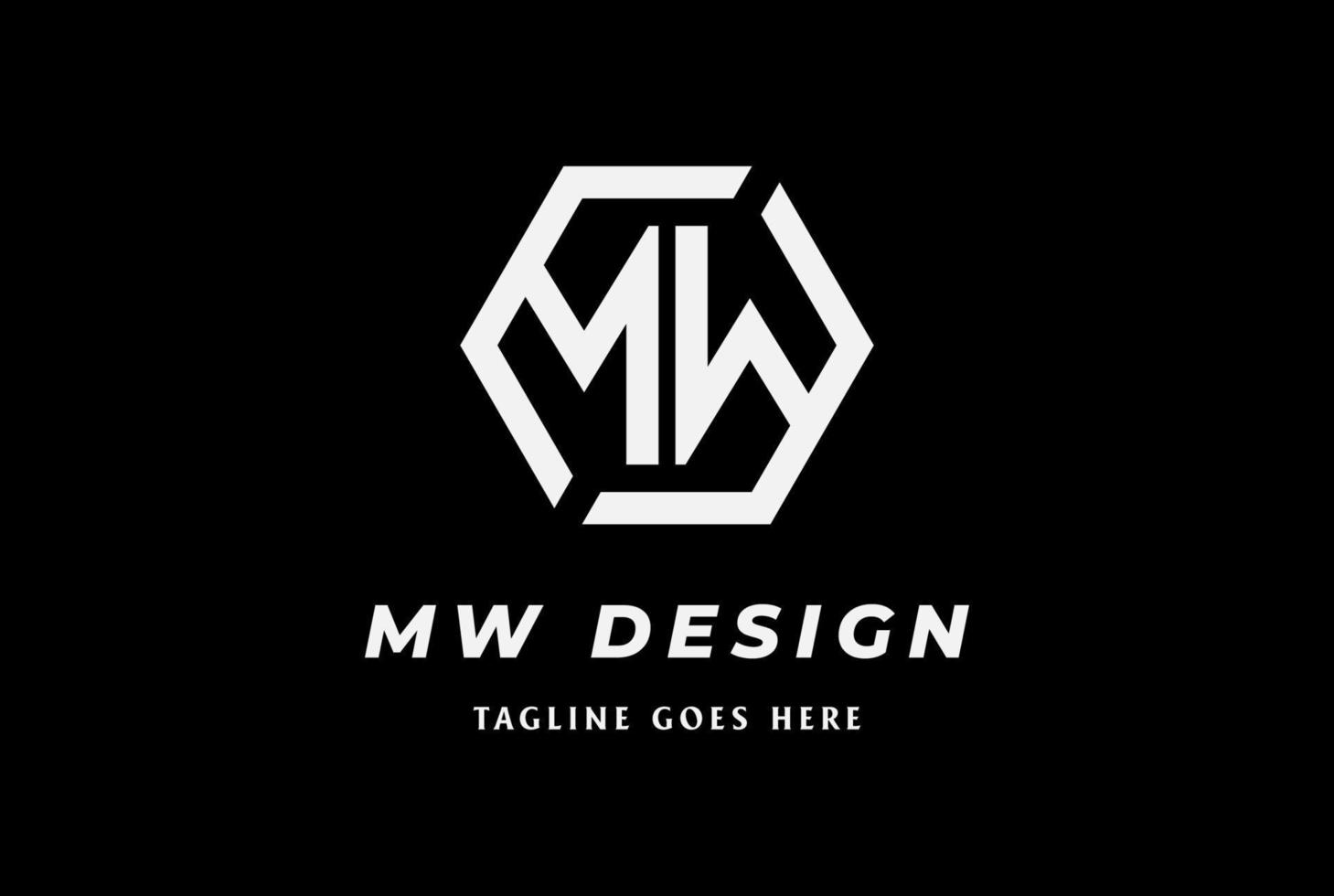 iniziali del monogramma mw wm lettera mw esagono logo design vettoriale