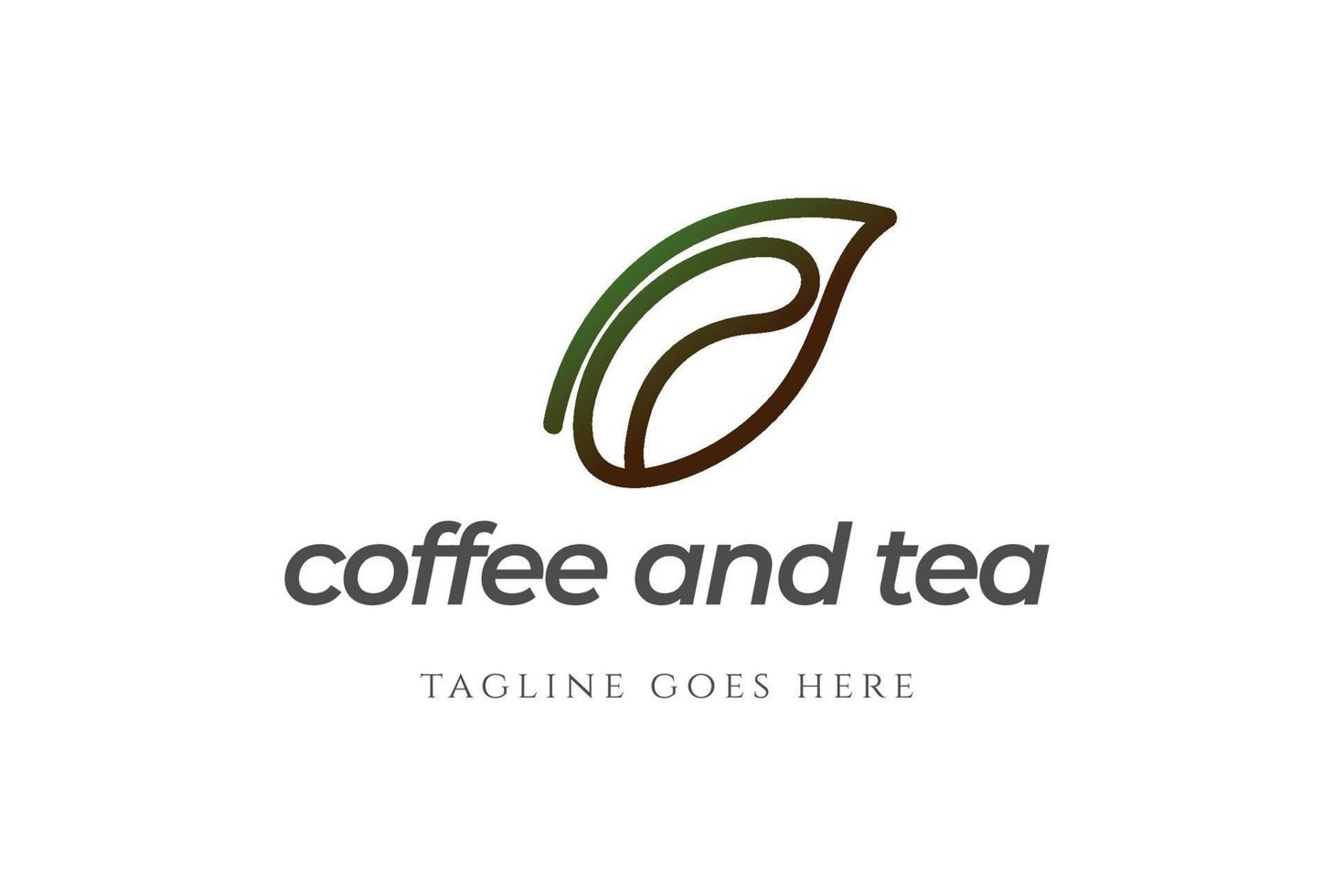 semplice foglia di tè minimalista con chicco di caffè per ristorante bar caffetteria o vettore di progettazione del logo dell'etichetta del prodotto