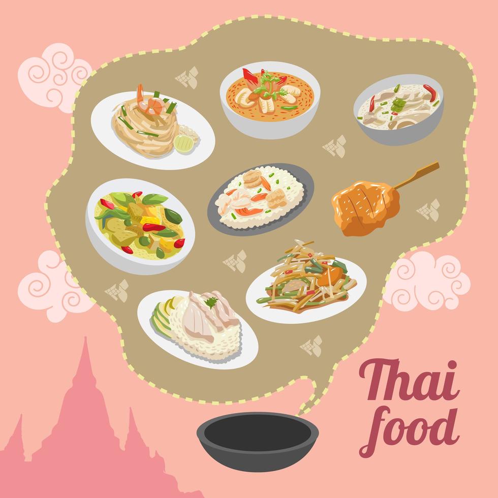 disegno del manifesto di cibo tailandese vettore
