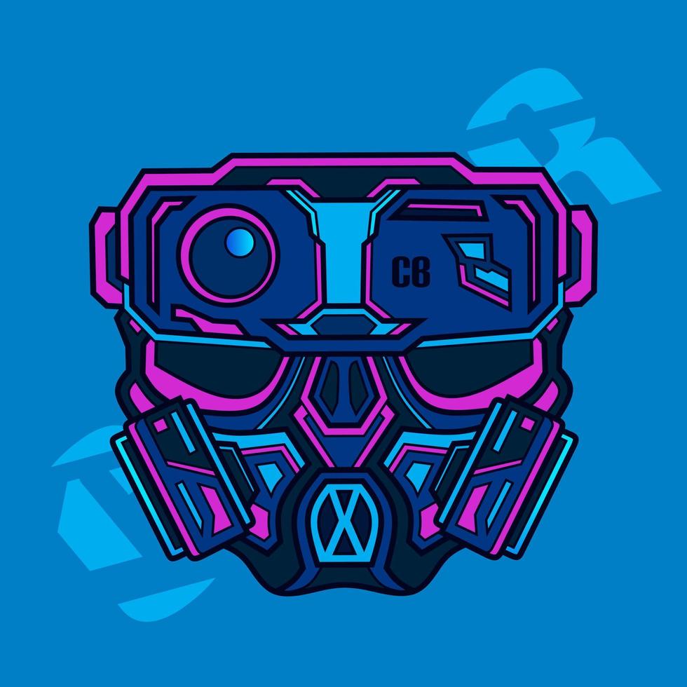 maschera cyberpunk logo vettoriale cyber illustrazione.