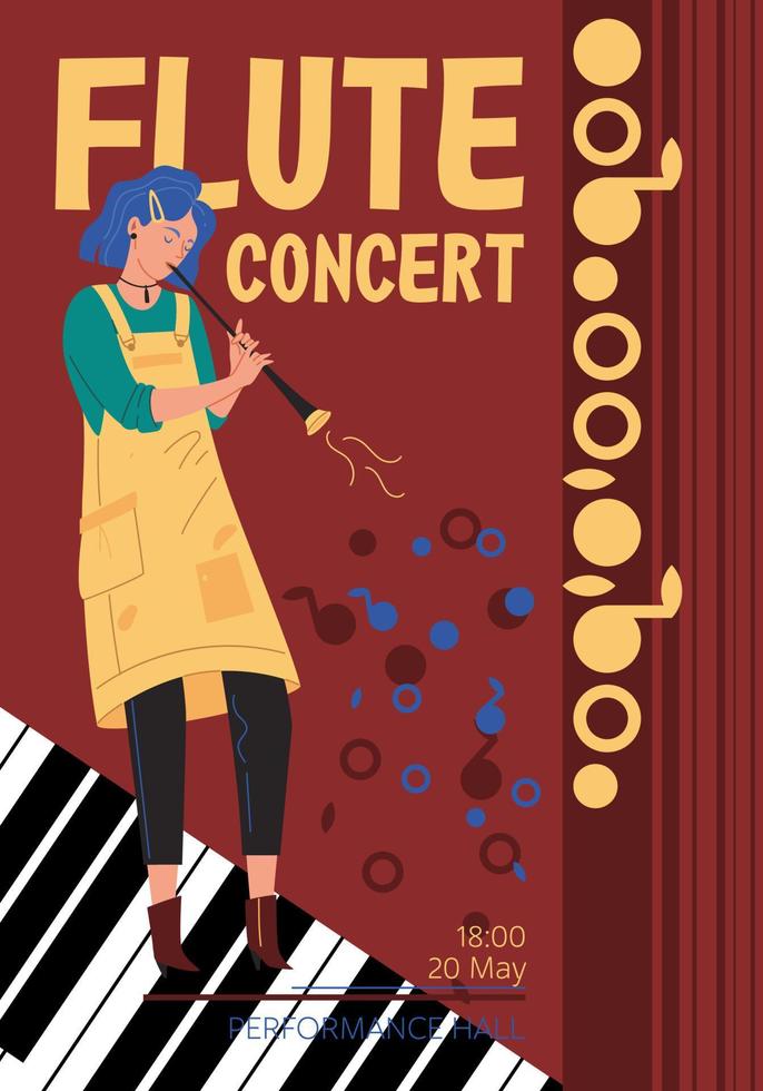 poster di banner musicali personaggio dei cartoni animati piatto, concetto di illustrazione vettoriale