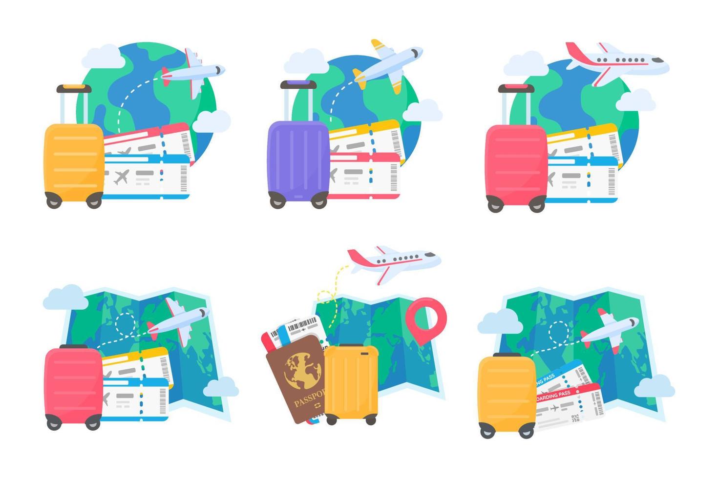 la mappa del mondo è appuntata per pianificare i viaggi delle compagnie aeree internazionali. con bagagli e biglietti aerei vettore