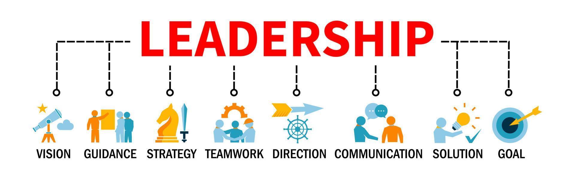 concetto di illustrazione vettoriale banner di leadership con le icone