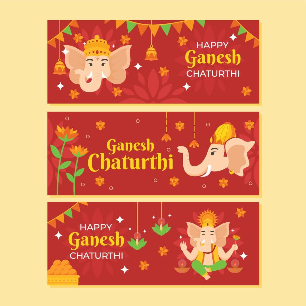 collezione di banner ganesh chaturthi vettore