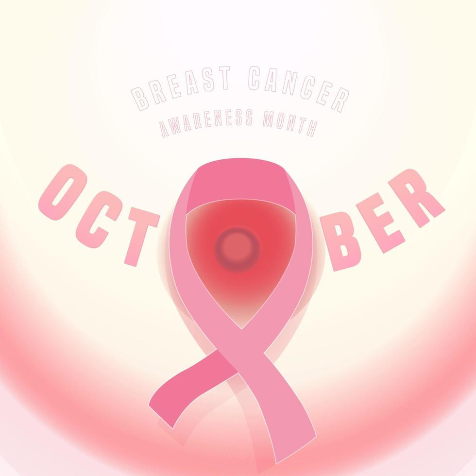 simbolo del mese di sensibilizzazione sul cancro al seno in ottobre. nastro rosa sul seno. concept design per modello di poster. illustrazione. striscione. annuncio offline online. volantino. vettore