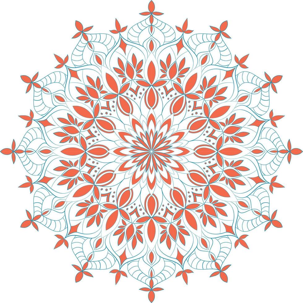 sfarfallio vettore colorazione mandala ornamentale design. cerchio rosso e blu e simmetrico