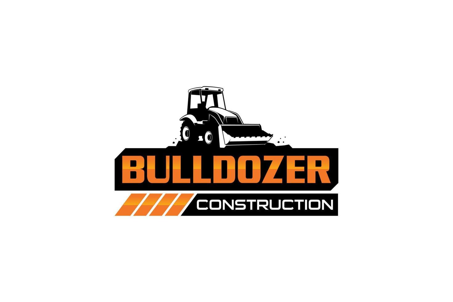 vettore del modello di logo del bulldozer. vettore logo attrezzature pesanti per società di costruzioni. illustrazione creativa dell'escavatore per il modello di logo.