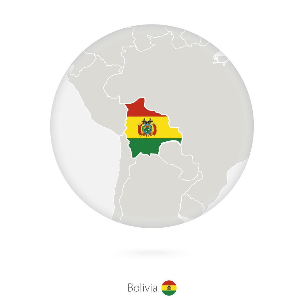 mappa della bolivia e bandiera nazionale in un cerchio. vettore